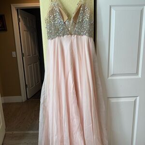 Elegant Pink Gown with Sequin Bodice